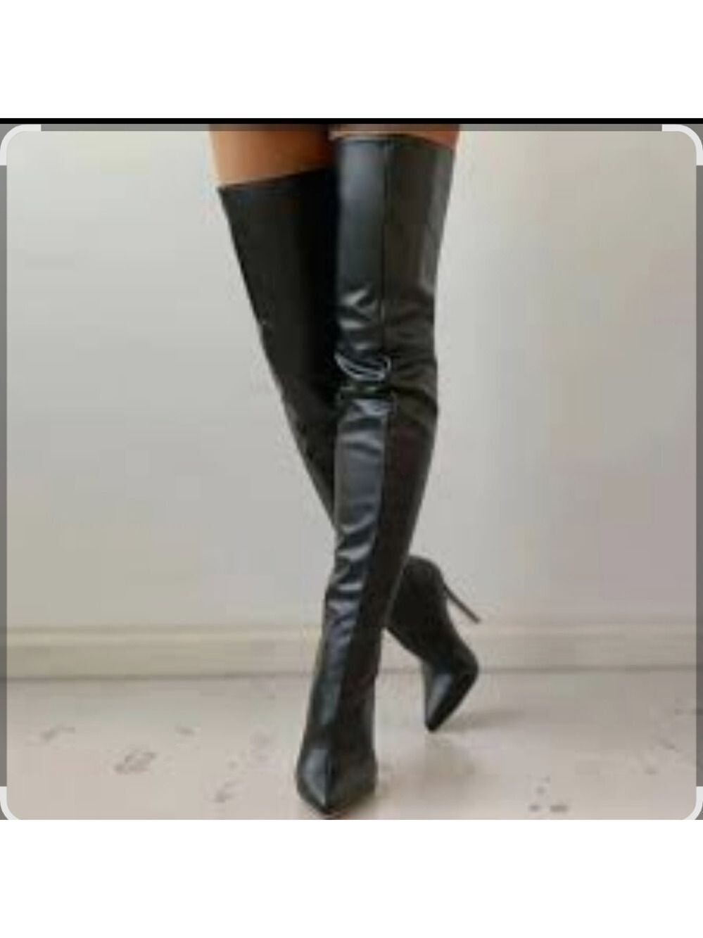 Women's Vintage COLIN STUART Black Leather Sexy Over the Knee Boots Size 6.5